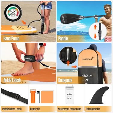 Надувна SUP-дошка Surfstar для дорослих, ультраширока з камеротримачем, шовна технологія, комплект аксесуарів, для всіх рівнів