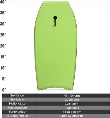 Дошка для серфінгу COSTWAY Bodyboard 104x56см (зелений/синій)