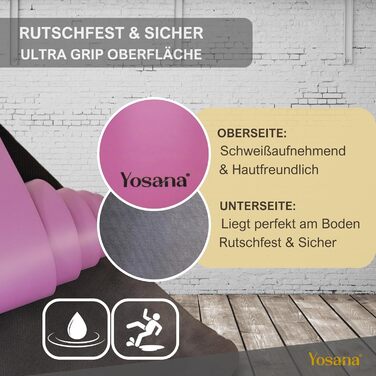 Килимок для йоги Yosana ULTRA GRIP, 183x68см, 4мм, з ремінцем