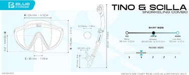 Набір унісекс Tino Mask & Snorkel, чорний/крижано-блакитний, один розмір