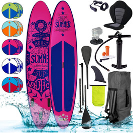 BRAST SUP-дошка надувна 320x81x15 см, комплект: 2-в-1 весло, каяк-сидіння, кріплення для екшн-камери, ремінець, рюкзак, 5 років гарантії, 6 дизайнів