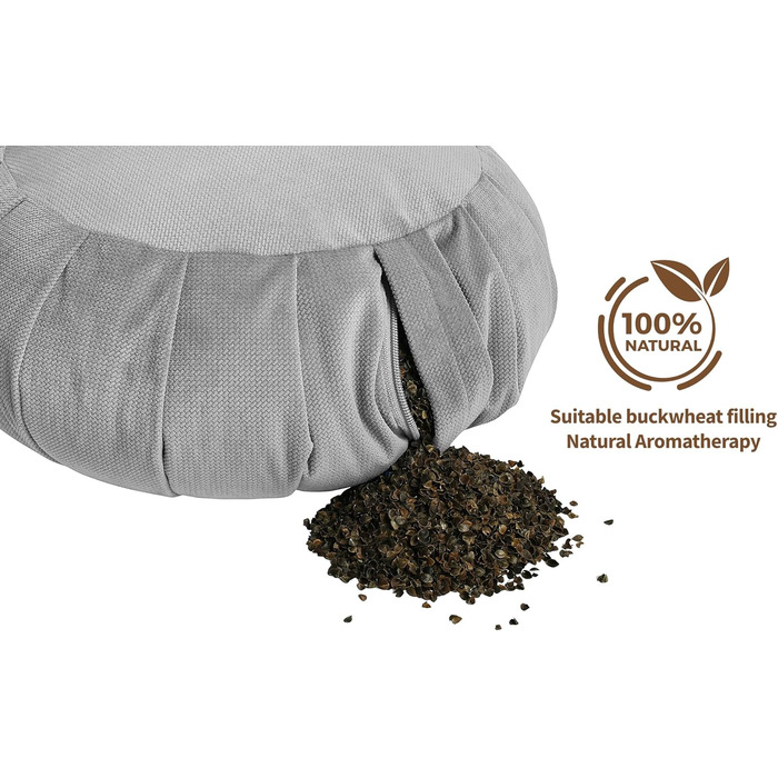 Подушка для медитації Sensory Owl Zafu Yoga Cushion з оксамиту 100 м'який оксамит гречана оболонка наповнювач кругла висота сидіння 18 см 35 лаванда (срібло)