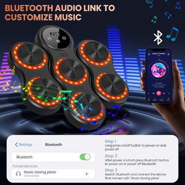 Музичний електронний боксерський тренажер для стіни з Bluetooth, 9 режимів, автоматичний підрахунок, рукавички, для дорослих