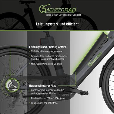 Електровелосипед SachsenRAD xBird C6F, захист, LCD, LED ліхтарі StVZO