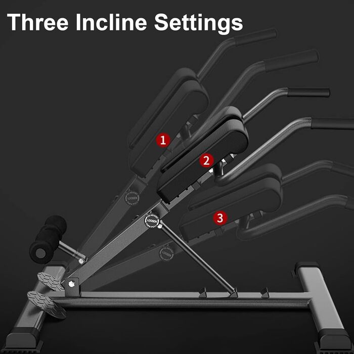 Багатофункціональний римський стілець, Лава для сидіння, Лава з обтяженнями, Тренажерний зал, Домашній Гіперекстензія Римський стілець, Силові тренування, Фітнес, Машина для спалювання жиру (чорний)