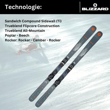 Гірськолижний лижний Allmountain Ski - Blizzard Brahma 82 - Rocker Camber Rocker - з кріпленням Marker TPC 10 Demo Z3-10 - для дуже спортивних лижників 180см