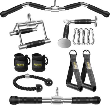 Насадки для тяги Lat Pulldown Combo, аксесуари для тренажерів з грифом для тяги і біцепса, сумісні з більшістю фітнес-станцій, з міцної сталі