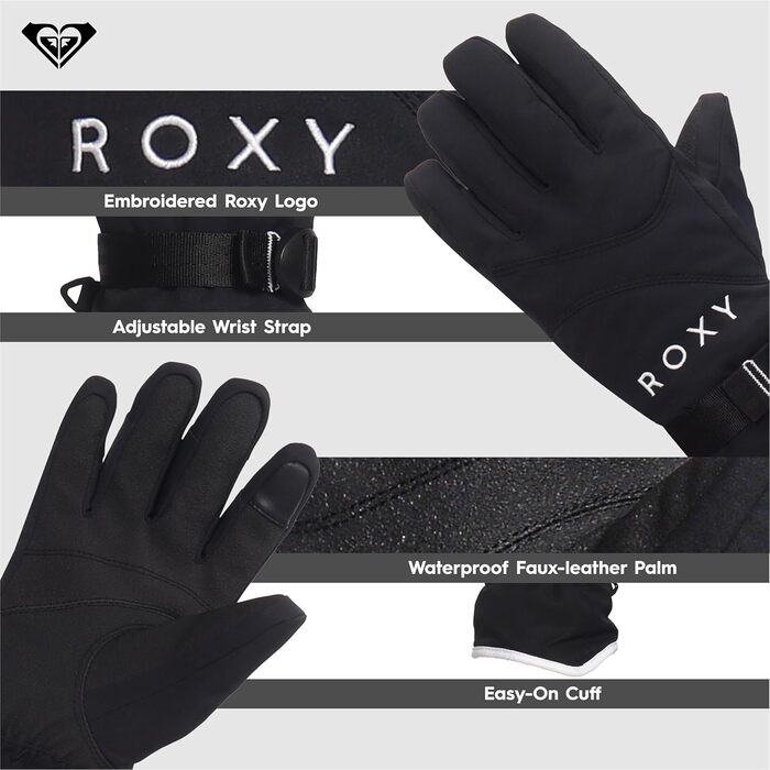 Жіночі рукавички Roxy Jetty Solid Insulated L True Black (Kvj0)