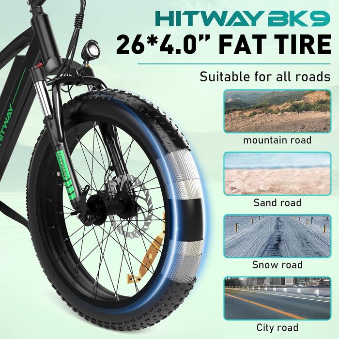 Електровелосипед HITWAY 26 Fat Tire, 48V 15Ah, 7-шв., до 80 км