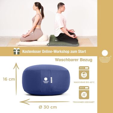 Подушка для медитації Inner Peace Yoga Cushion виготовлена зі 100 органічної бавовни та з органічним наповнювачем зі спельти Подушка для йоги кругла, Подушка для сидіння для йоги, Подушка для медитації подушки для йоги, Подушка для сидіння для йоги, Подуш