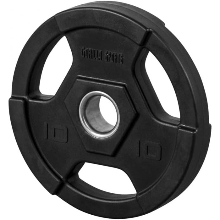 Пластини GORILLA SPORTS Olympia, Tri-Grip, 10кг, 50мм, Пластик, Чорний