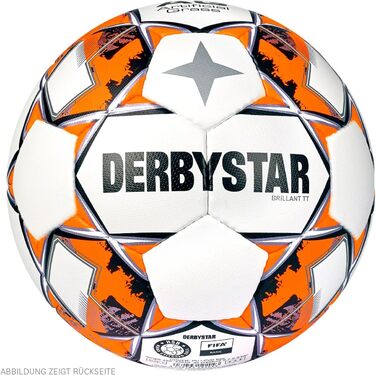 Футбольний м'яч Derbystar Brilliant TT розмір 5 біло-чорно-помаранчевий