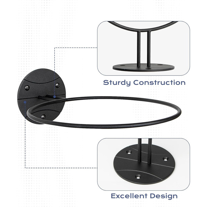 Кронштейн для м'яча PUERSI Тримач настінного м'яча Тримач для баскетбольного м'яча Набір настінних кронштейнів з 2 шт. , настінний настінний кронштейн для баскетболу Футбол Волейбол, метал чорний