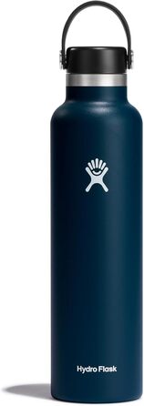 Термобутилка HYDRO FLASK 709 мл з нержавіючої сталі, ізольована спортивна пляшка для води з герметичною кришкою, ремінцем, маленьким горлом, індиго, підходить для посудомийної машини