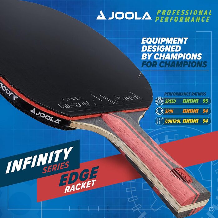 Весло для пінг-понгу JOOLA Infinity Edge Tournament Performance з технологією Pro Carbon, чорна гума з обох сторін - готова до змагань, ракетка для настільного тенісу для розширених тренувань, дизайн