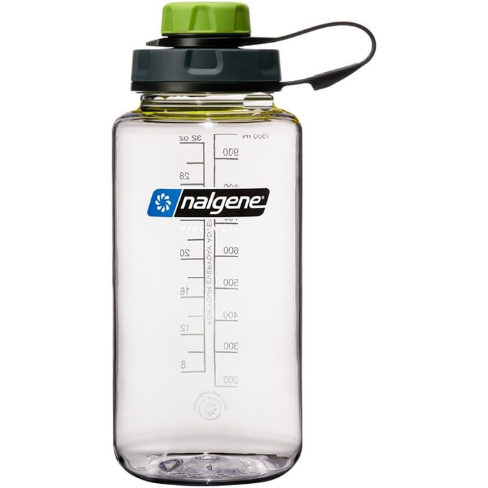 Пляшка Nalgene Everyday Wideneck 1 л, прозора, зелена 'capCAP'