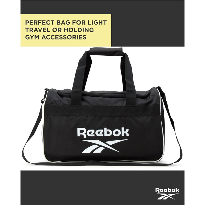 Сумка-дафл Reebok Warrior II чорна з логотипом, мала, унісекс, для подорожей, спорту та ручної поклажі