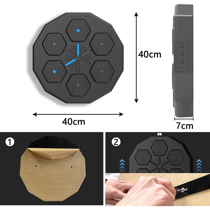 Музичний Bluetooth боксерський автомат, музична електронна коробка, декомпресія для дітей і дорослих, прискорює реакцію рук-очей і координацію Black-A