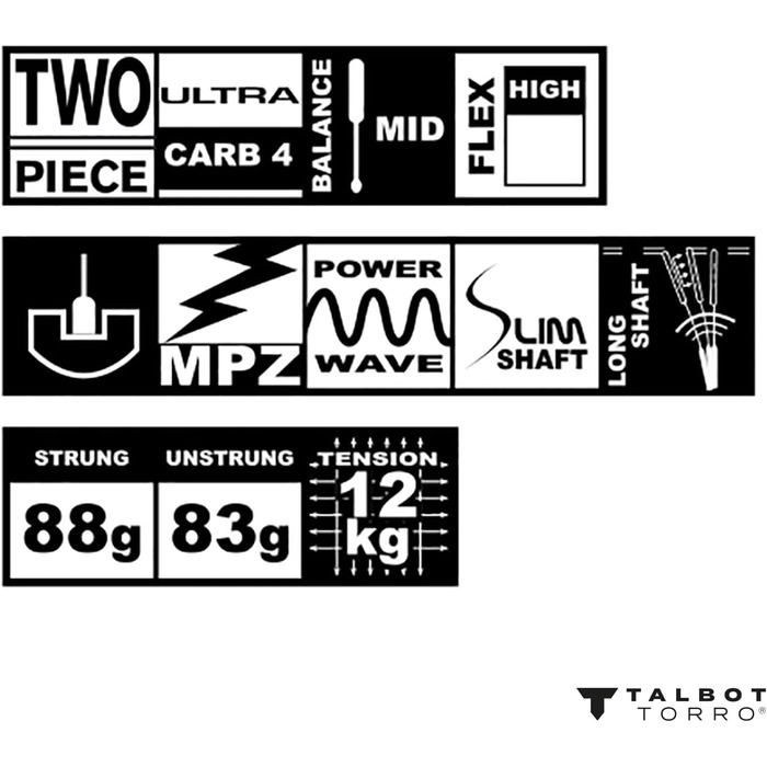 Ракетка для бадмінтону Talbot Torro Isoforce 5051 Tato Dura, Ultra Carbon4 для найвищої точності удару, Mega Power Zone (439567 - Isoforce 5051.8 Tato Dura)