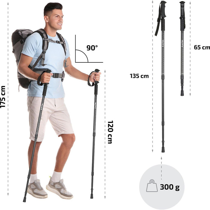 Туристичні палиці Outtec, скандинавські, телескопічні 65-135см, складні