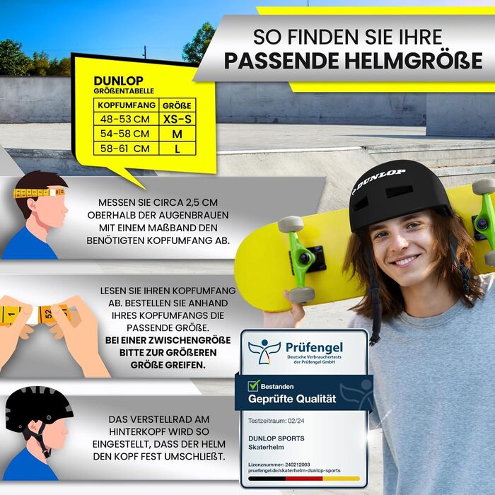 Велошолом DUNLOP SPORTS для дітей, підлітків і дорослих, легкий міцний міський універсальний шолом з 14 вентиляційними отворами, швидке застібання, автоматичне регулювання розміру, відмінна оцінка у тестах