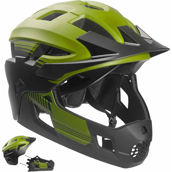 Шолом дитячий Fullface MTB, BMX, Скейт Знімний захист підборіддя M 54-57 см