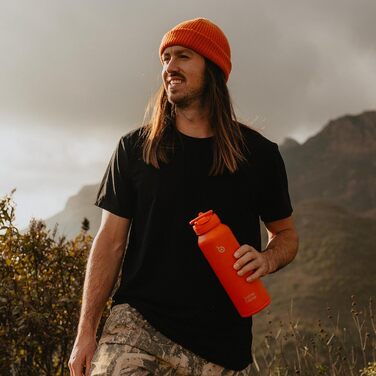 Спортивна пляшка bottlebottle, 1 л, нержавіюча сталь, ізольована, зі зручним трубочкою та контейнером для пігулок, помаранчева