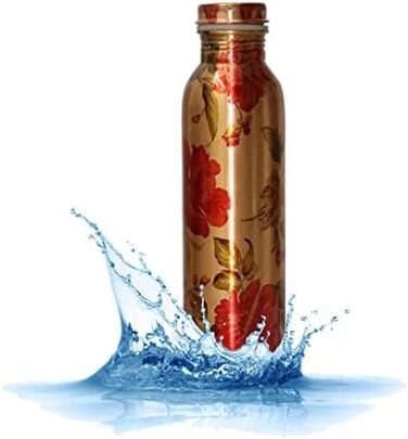 Пляшка для води з чистої міді 1 шт, аюрведична, з кришкою, мідна пляшка для спорту та фітнесу