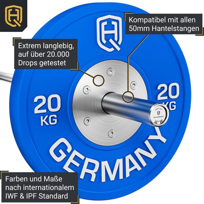 Бампер HQ Germany Competition 50 мм, IWF, набір 100 кг (2x5-20 кг)