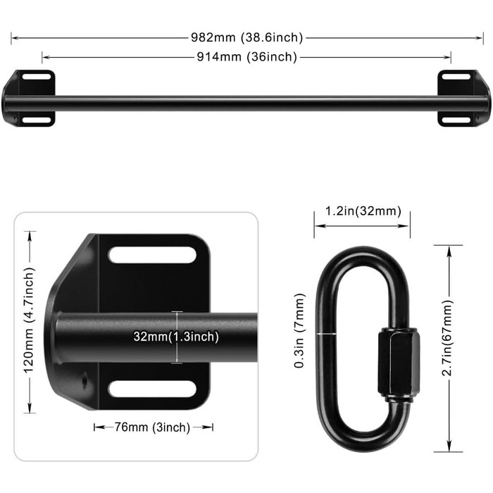 Дверна рама SELEWARE Pull-Up Bar, до 440 фунтів, з гачком (чорний)