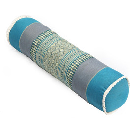 Комерційна вежа тайська подушка 50x13 з наповнювачем Kapok Yoga Bolster Yoga Pillow Roll Solid Pillow Roll (тайський візерунок) (синій)