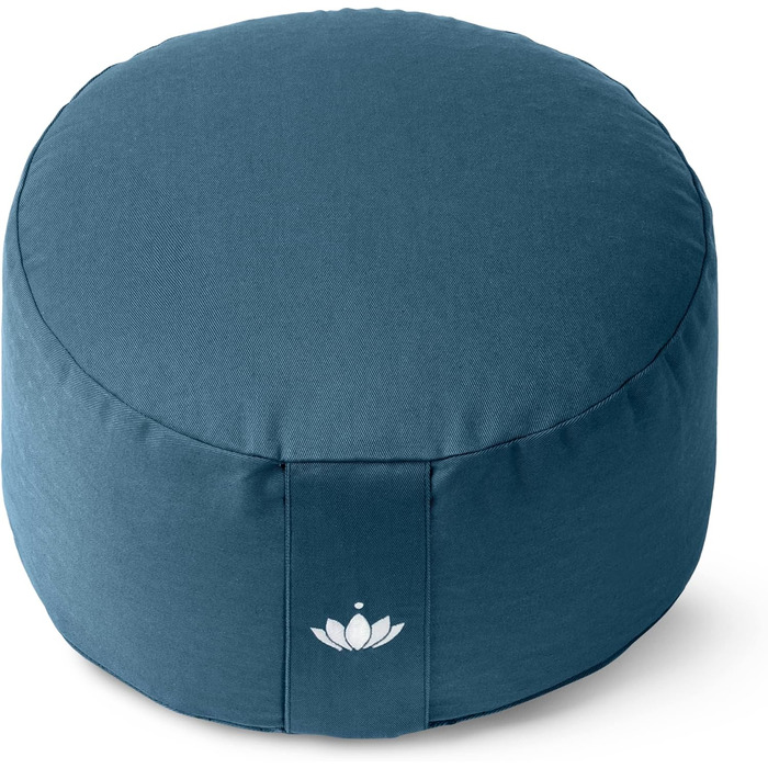 Подушка для медитації Lotuscrafts Yoga Cushion Extra High - Висота сидіння 20 см - Бавовняний чохол, який можна прати - Подушка для сидіння для йоги з наповнювачем зі спельти - Сертифікована GOTS (морська блакить)