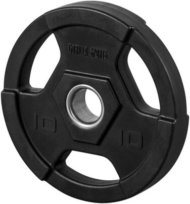 Пластини GORILLA SPORTS Olympia, Tri-Grip, 10кг, 50мм, Пластик, Чорний