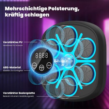Музична боксерська машина з LED-підсвіткою, Bluetooth, 9 режимів швидкості та підрахунком ударів, електронний тренажер для дітей і дорослих, музичний бокс для дому та спортзалу