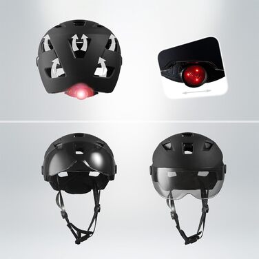 Велошолом Crazy Safety для електровелосипедів та міста, дорослий, з переднім і заднім світлом, регульований, магнітна застібка Fidlock