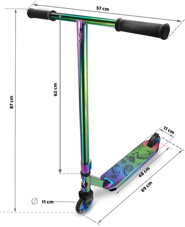 Трюковий самокат SOKE PRO Street Neo Chrome Kick Scooter з кульковим підшипником ABEC 9 Самокат Скутер для дорослих та дітей SOKE