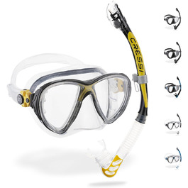 Комбінований набір або маска Cressi Professional Mask & Snorkel або Mask, Snorkel & Fin Kit Прозорий/Жовтий Один розмір Single