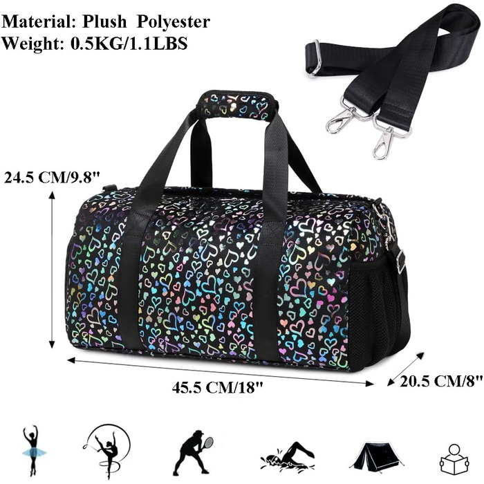 Спортивна сумка Duffel для дівчаток Plush Love Black"