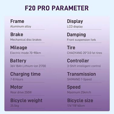 Складаний велосипед Fafrees F20 PRO E-Bike 36V 18AH 250Вт Shimano 7S