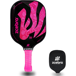 Ракетка ZCEBRA Pickleball Graphite - ракетка з вуглецевого волокна, поліпропіленова, неопренова сумка Pink Edition