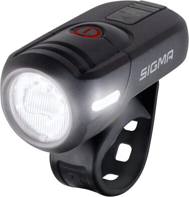 SIGMA Aura 45 – велосипедна LED фара 45 Люкс, акумуляторна, водостійка, 3 режими, переднє світло, StVZO