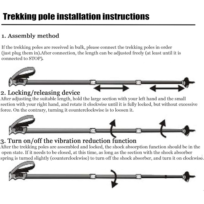 Трекінгові палиці Aihoye, амортизуючі, регульовані, для піших прогулянок або піших прогулянок, розбірні, міцні, 2 шт. и, легкі, туристичні палиці, всі аксесуари для місцевості та сумка для перенесення (чорна)
