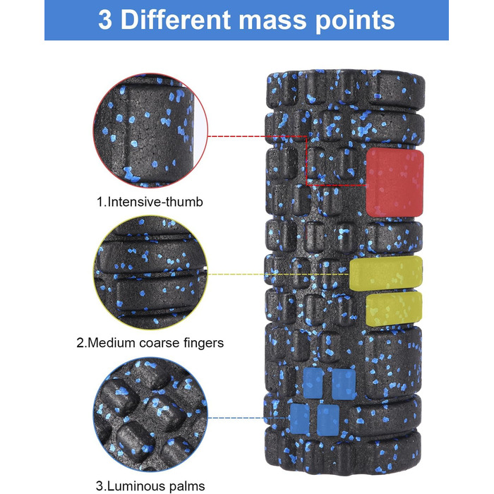 Ролик для фасції з масажем 3D-текстурою, ролик для фасції високої щільності, поролоновий ролик для гімнастики Роликовий ролик для йоги, масаж м'язів, обмін сполучної тканини, зняття м'язової напруги, посібник користувача