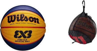 Міні-гумовий баскетбольний м'яч Wilson Unisex-Adult FIBA 3X3 (матчевий м'яч, комплект із сіткою для м'ячів)