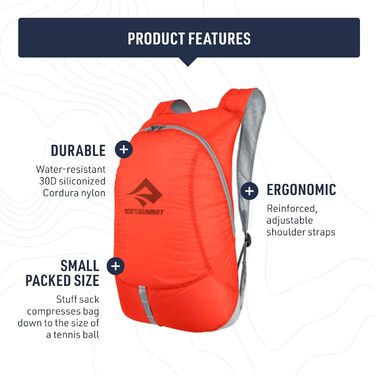 Sea to Summit Ultra-Sil рюкзак для подорожей, водовідштовхувальний, ультралегкий, Cordura 30D, компактний, двостороння блискавка