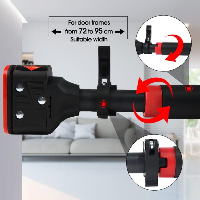 Дверна рама Sonpen Pull-up Bar, Вантажопідйомність дверей до 200 кг, Горизонтальна планка Indoor Pull-up Bar, що окремо стоїть, Розширювач підтягування та занурення без гвинтів і свердління 72-95 см