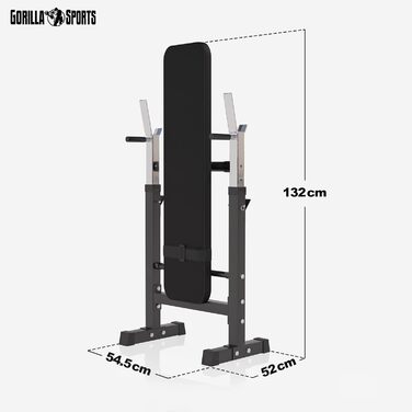 Лава для ваги GORILLA SPORTS - в т.ч. набір гантелей 38/70/100кг, полиця, станція занурення, регульована по висоті, складана, до 200 кг, чорна/біла - тренувальна лава з набором штанги, лава для штовхання, похила лава, плоска лава а) чорна 38 кг