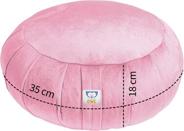 Подушка для медитації сенсорної сови Zafu Yoga Cushion оксамит 100 м'який оксамит гречана оболонка наповнювач кругла висота сидіння 18 см 35 лаванда (baby pink)