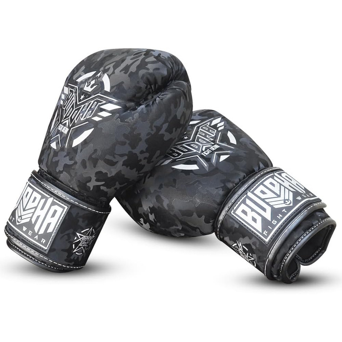 Боксерські рукавички Buddha Fight Wear для Муай Тай і кікбоксингу, тайські, високоякісна екошкіра, антибактеріальна підкладка, посилені шви, різні дизайни