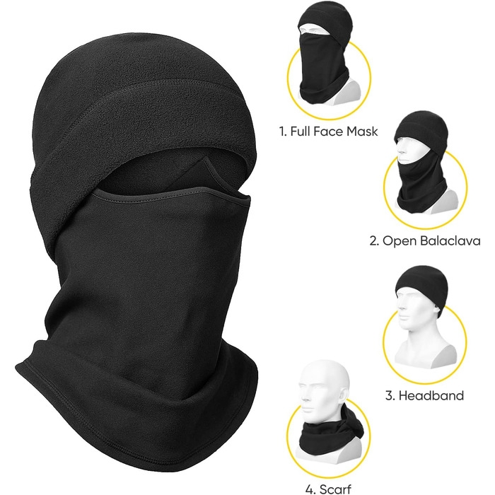 Маска для обличчя Snowledge Ski Balaclavas (S-4XL, чорна)